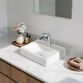 Aquaterior Porcelain Bathroom Vessel Sink 18'x12' with Chorme Single Handle Faucet Pop-up Drain Combo Rectangle Above Counter Vanity Basin Minimalist Modern