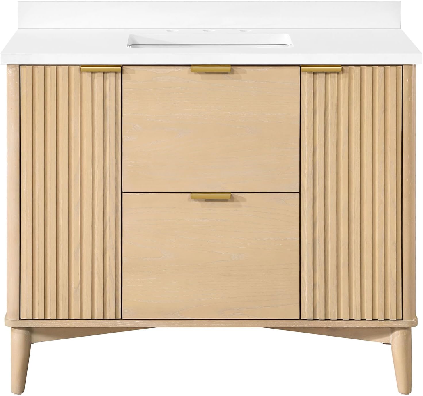 OVE Decors Indy 42 in. Undermount Single Sink Bathroom Vanity with White Engineered Marble Top, Rustic Ash