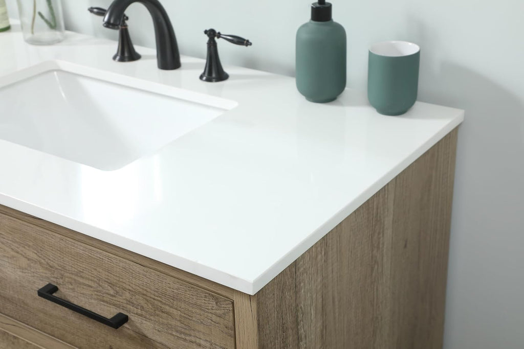 42' Bathroom Vanity, Engineered Wood (MDF/Laminate), Yellow/Light Wood