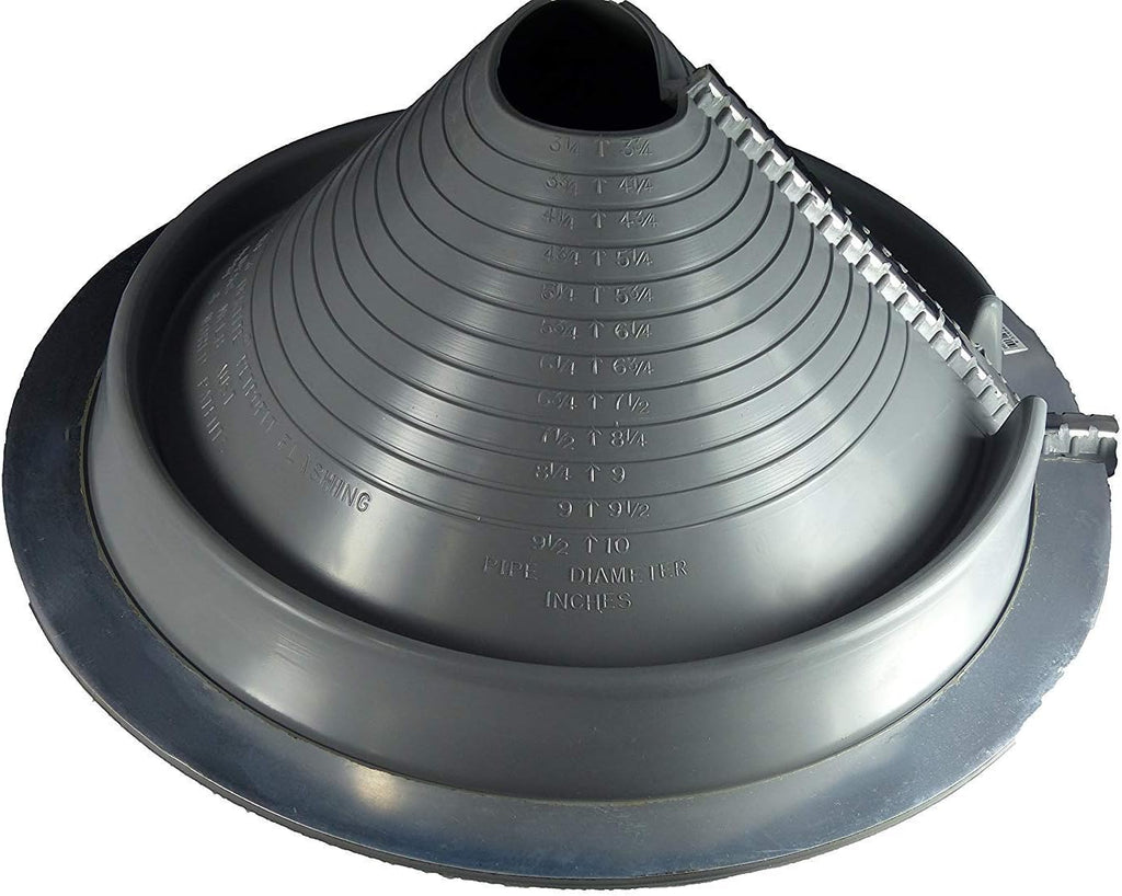 EAGLE 1 EPDM Flexible Roofing Pipe Flashing Retrofit Split Zipper Boots - On Site Adjustable Roof Pipe Jack Boot with Round Base (Multiple Sizes) (No. 3)