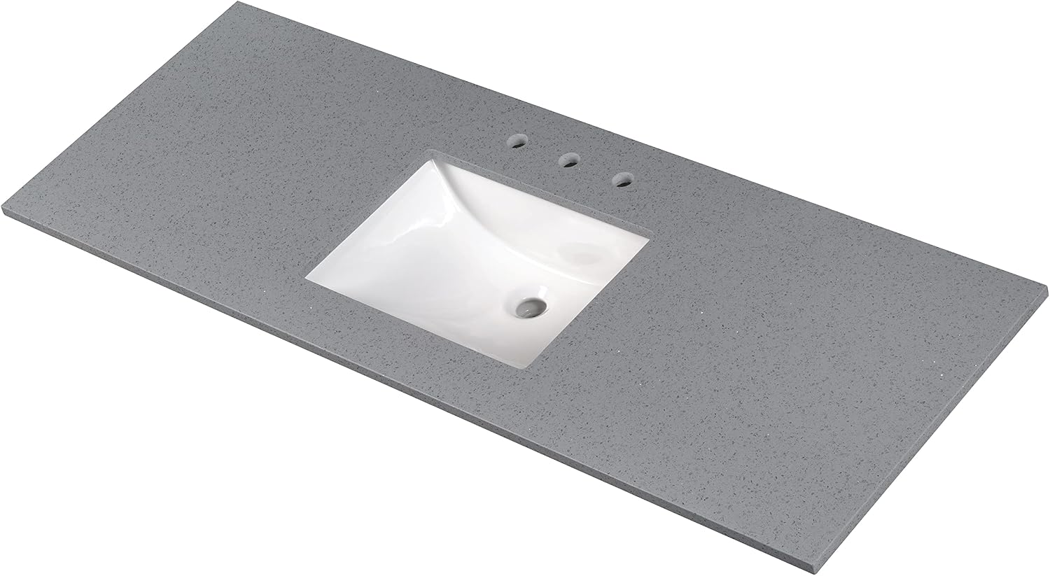 MSI Sparkling Gray Vanity Top with Under Mount Rectangle Single Bowl Ceramic Sink, Engineered Marble Stone, 4' CC Faucet Holes, 61'X22'