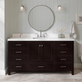 ARIEL Cambridge 66-inch Bathroom Vanity with Sink,Solid Wood, 1.5-inch Pure White Quartz Countertop, Single Rectangular Porcelain Sink, 2 Soft Closing Doors, 9 Dovetail Drawers, Espresso