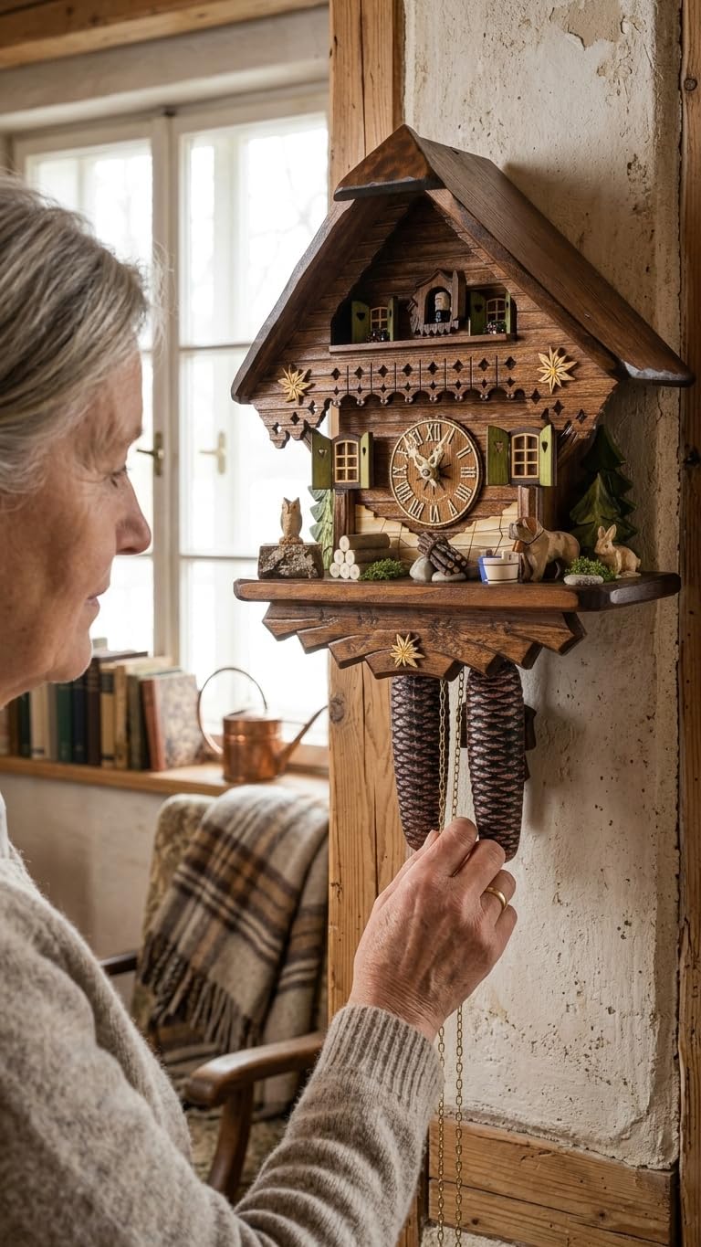 Cuckoo-Palace German Cuckoo Clock - Summer Meadow Chalet with 8-Day-Movement - 13 1/3 inches Height