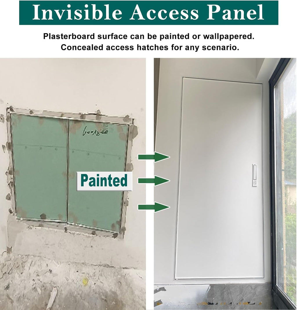 Double Access Door 30 32 36 40 Inch Width, Paintable Plasterboard Access Panel for Plumbing, Wiring, and Cables, Wall Hole Cover Inspection Hatch(22x19in/56x48cm)
