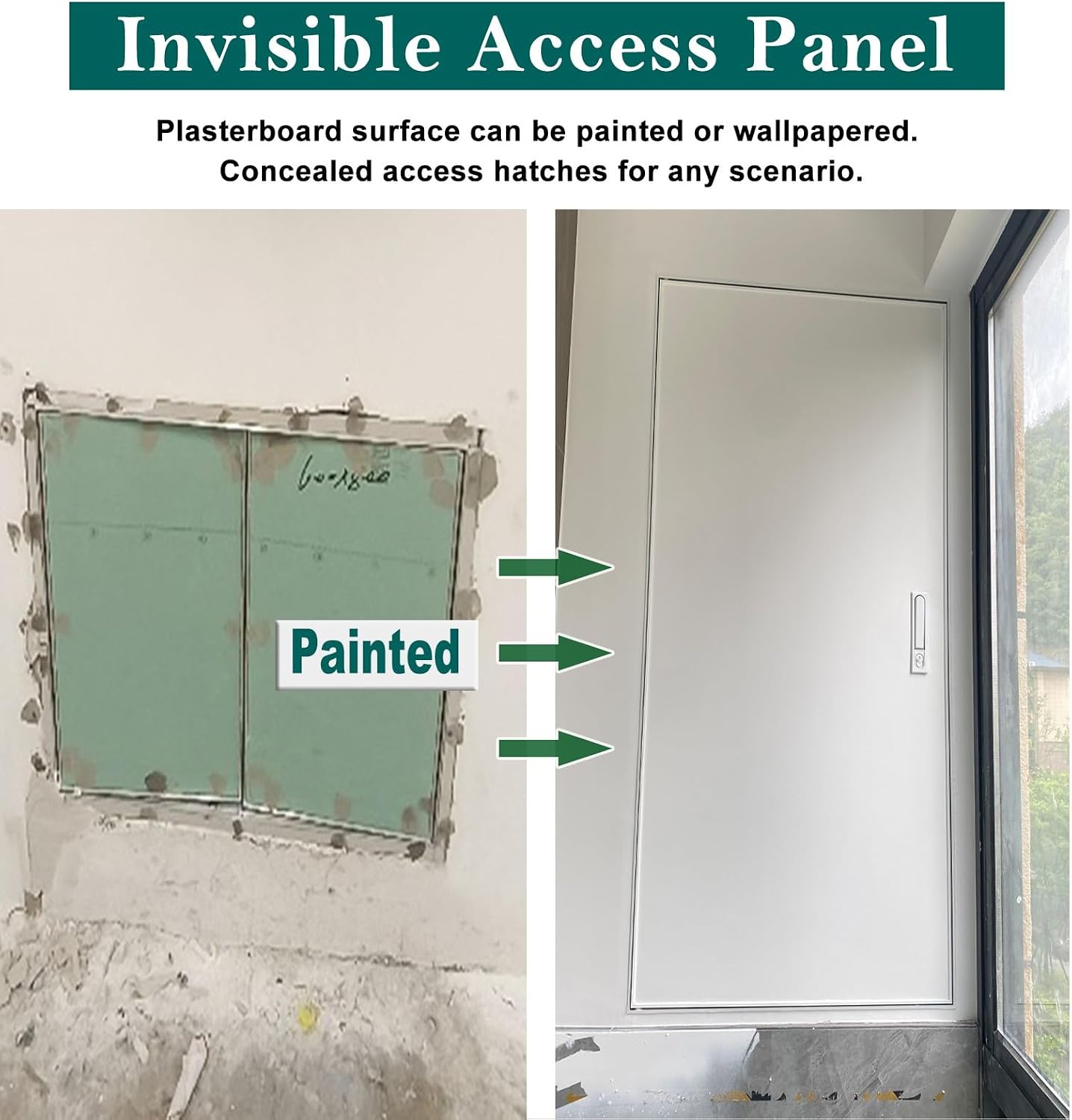 Double Access Door 30 32 36 40 Inch Width, Paintable Plasterboard Access Panel for Plumbing, Wiring, and Cables, Wall Hole Cover Inspection Hatch(22x19in/56x48cm)