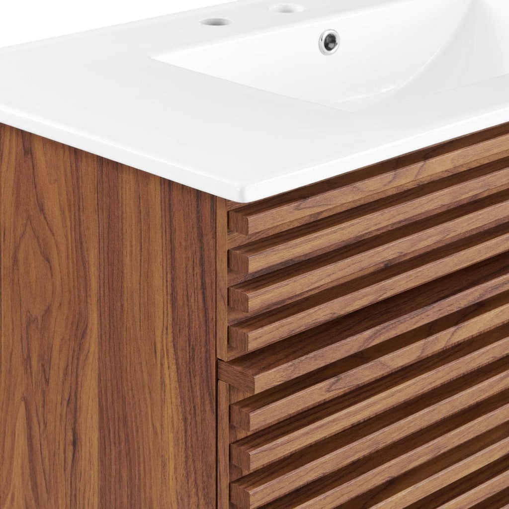 Modway Render 36' Bathroom Vanity in Walnut White