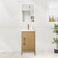 HOMEBEYOND 20 Inch Bathroom Vanities with Sink & Ceramic Top, Single Vanity Cabinet with Basin, Solid Wood Frame, Soft-Closing Doors & Golden Brushed Hardware, Natural Oak