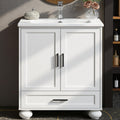 LIKIMIO 24' Bathroom Vanity with Ceramic Sink, Small Bathroom Storage Cabinet, 2 Doors 1 Drawer, 4 Solid Wood Legs, Fits 15-40 sqft Bathroom, White Freestanding Vanity Cabinet for Apartments, Rentals
