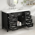 48' Bathroom Vanity with Sink, 2 Doors and 8 Drawers, Soft Close System, Classic Design, Black