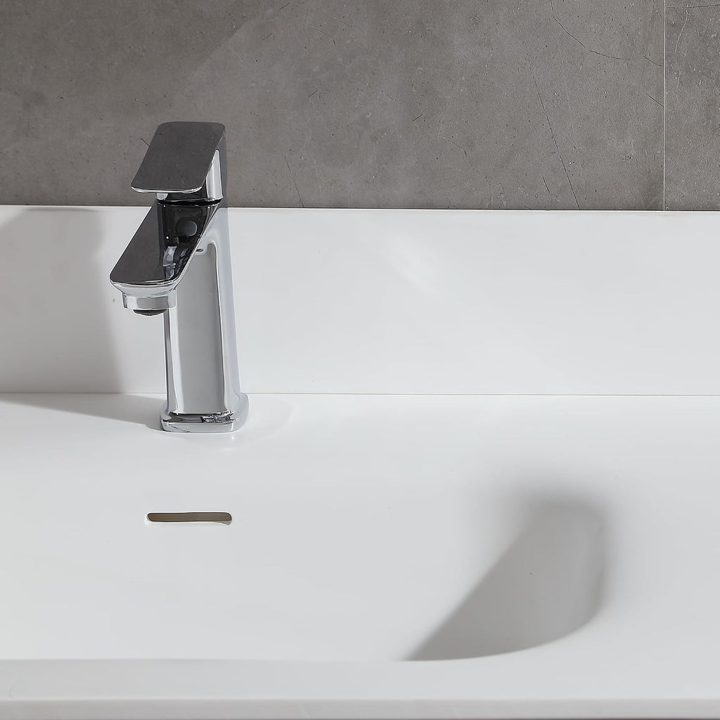 24 Inch Floating Bathroom Vanity with Sink, Wall Mounted Single Sink Bathroom Vanity, Modern Fluted Design, Soft Close Drawers, Quartz Countertop, Walnut Finish(Walnut, 24')