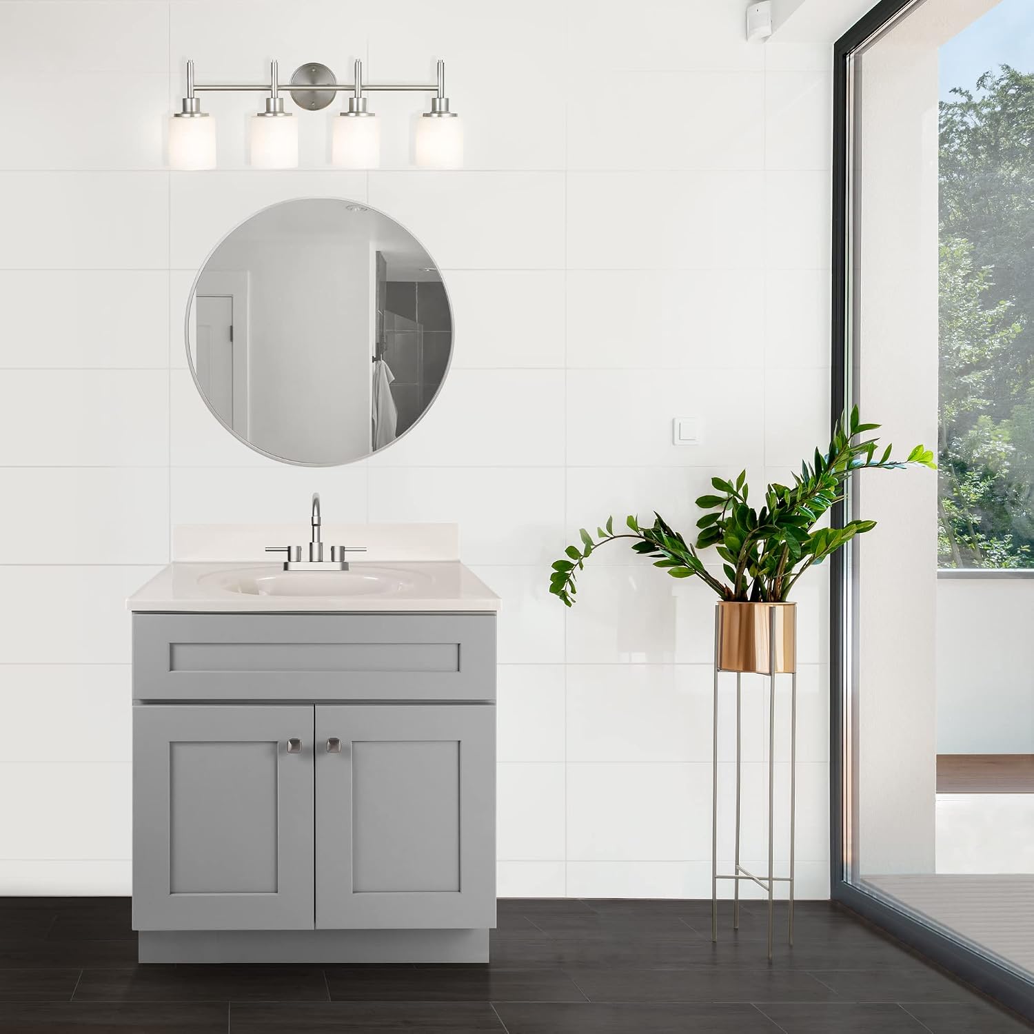 Design House Brookings 31 Inch Bathroom Vanity with Top, Ready to Assemble, Painted Gray, 597682
