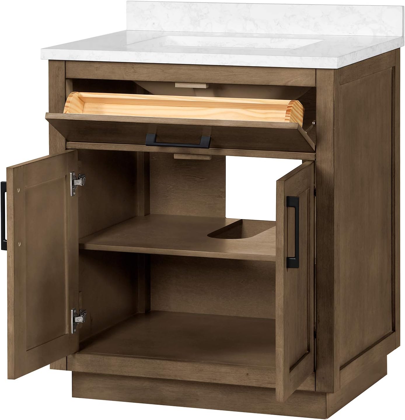OVE Decors Athea 30' Single Undermount Sink Bathroom Vanity with Cultured Marble Countertop and Backsplash in Almond Latte Finish