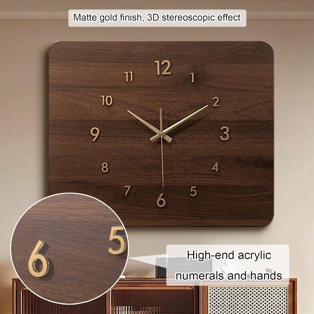 Wooden Electrical Panel Cover, Decorative Fuse Box Cover, Wall-Mounted Protective Lid, Silent Wall Clock Design, Wide Range of Applications(Brown 2,45 * 35cm/17.7 * 13.8in)
