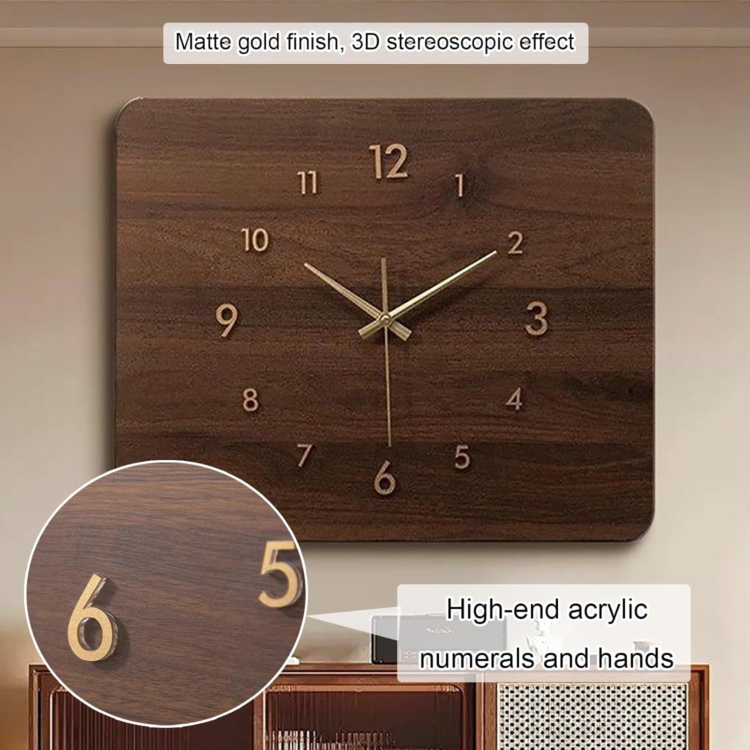 Wooden Electrical Panel Cover, Decorative Fuse Box Cover, Wall-Mounted Protective Lid, Silent Wall Clock Design, Wide Range of Applications(Brown 2,45 * 35cm/17.7 * 13.8in)