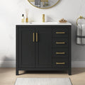 36 Inch Bathroom Vanity with Sink, Black Single Sink Bathroom Vanity with Adjustable Feet, Modern Bathroom Sink Cabinet with Soft-Closing Doors & Drawers, Integral Top