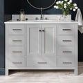 ARIEL Cambridge 48-inch Bathroom Vanity with Sink,Solid Wood, 0.75-inch Italian Carrara Marble Countertop & Backsplash, Single Oval Porcelain Sink, 2 Soft Closing Doors, 9 Dovetail Drawers, Grey