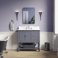 Kitchen Bath Collection Beverly 36-inch Bathroom Vanity (Marine Gray/Carrara): Includes Marine Gray Cabinet with Authentic Italian Carrara Marble Countertop and White Ceramic Sink