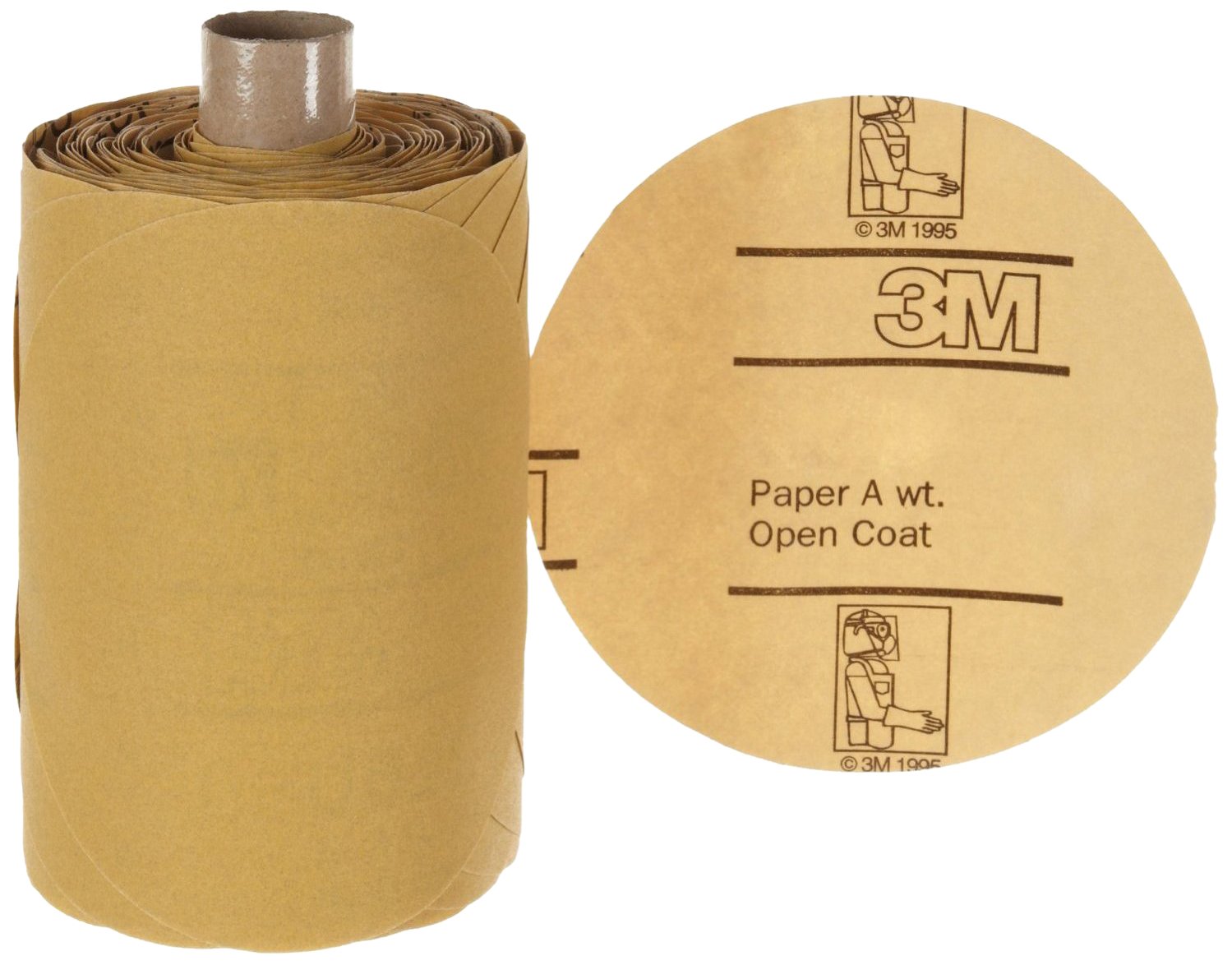 3M Stikit Gold Paper Disc Roll 216U, P80 A-weight, 6 in x NH, Die 600Z, 125 discs per roll