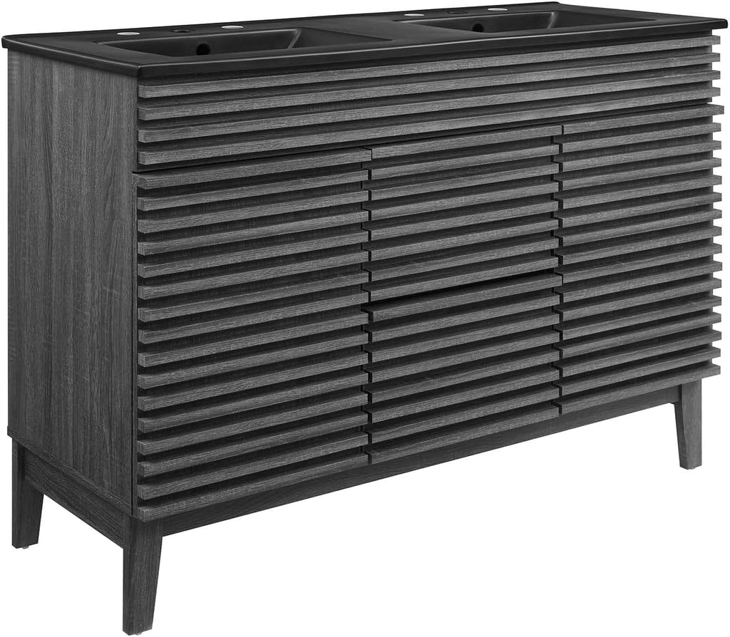 Modway Render 48' Double Bathroom Vanity in Charcoal Black