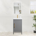 HOMEBEYOND 20 Inch Bathroom Vanities with Sink & Ceramic Top, Single Vanity Cabinet with Basin, Solid Wood Frame, Soft-Closing Doors & Golden Brushed Hardware, Grey