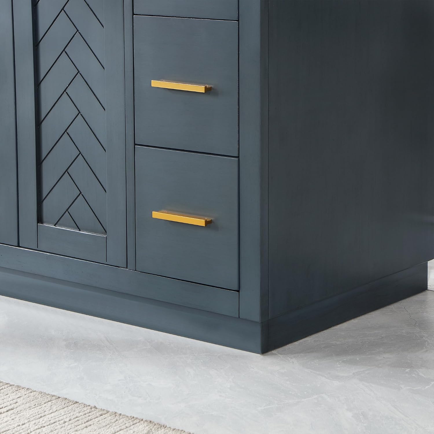 Gazsi 42' Wood Vanity in Charcoal Blue with Composite Stone Top Without Mirror