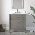 Vanity Art 30' Bathroom Vanity with Single Sink & Arabescato White Engineered Stone Top, Vanity Cabinet with Soft Closing Door, Solid Wood Frame, Brushed Nickel Handles, Driftwood Gray VA8130-DG-BN