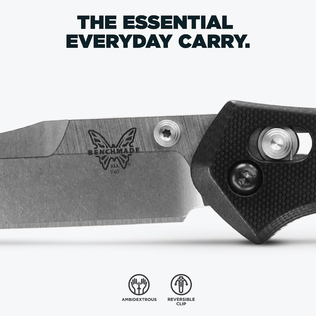 Benchmade - Osborne, Every Day, Outdoor, Folding Knife, Reverse Tanto Blade with Black G10 Handle (940-2)