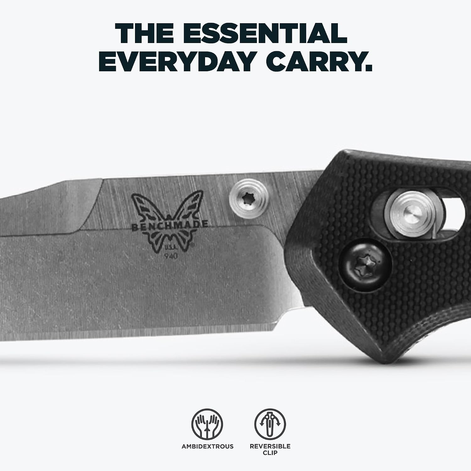 Benchmade - Osborne, Every Day, Outdoor, Folding Knife, Reverse Tanto Blade with Black G10 Handle (940-2)