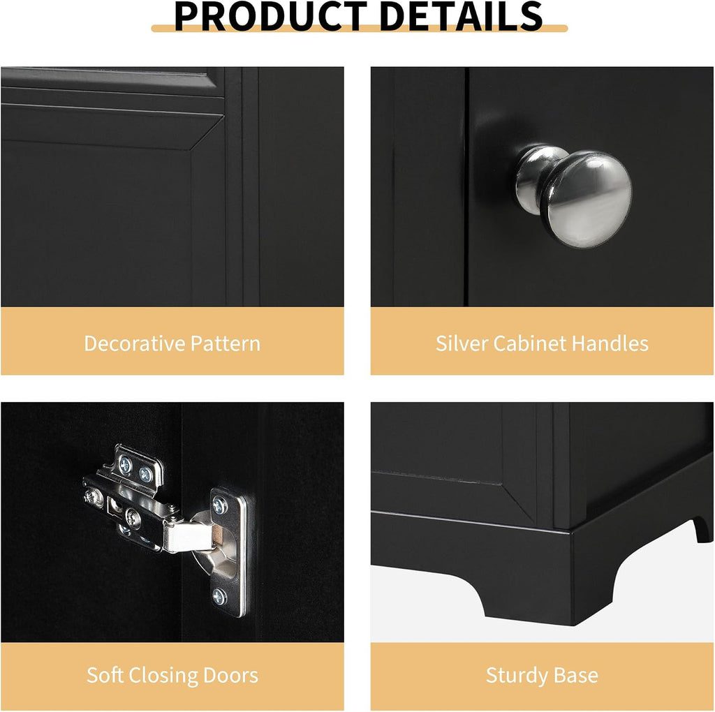 20' Bathroom Vanity with Sink, Harper & Bright Designs Free Standing Single Basin Vanity Set with Soft Closing Door and Storage Rack, Solid Wood Bathroom Cabinet with Ceramic Basin for Bathroom, Black
