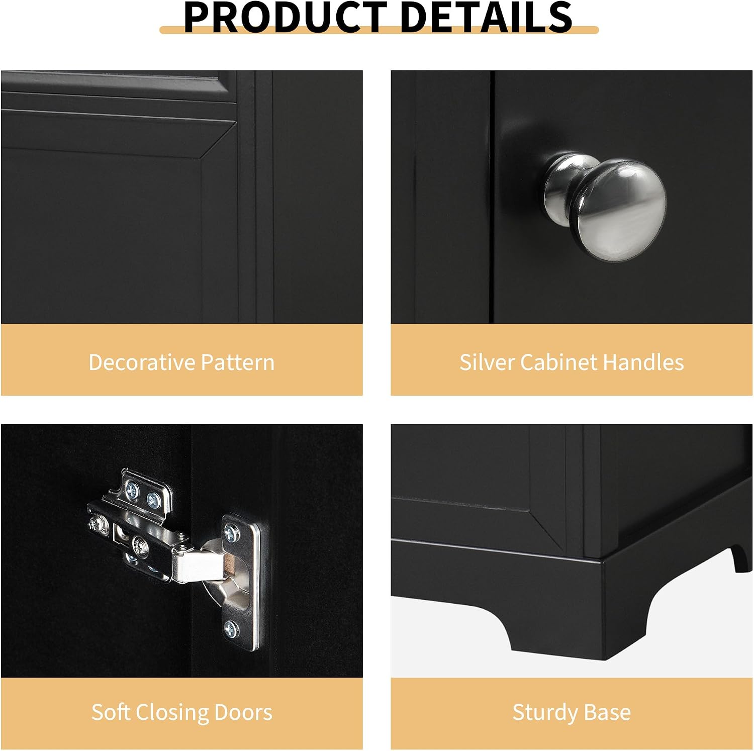20' Bathroom Vanity with Sink, Harper & Bright Designs Free Standing Single Basin Vanity Set with Soft Closing Door and Storage Rack, Solid Wood Bathroom Cabinet with Ceramic Basin for Bathroom, Black