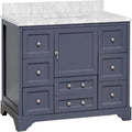 Kitchen Bath Collection Madison 42-inch Bathroom Vanity (Carrara/Marine Gray): Includes Marine Gray Cabinet with Authentic Italian Carrara Marble Countertop and White Ceramic Sink
