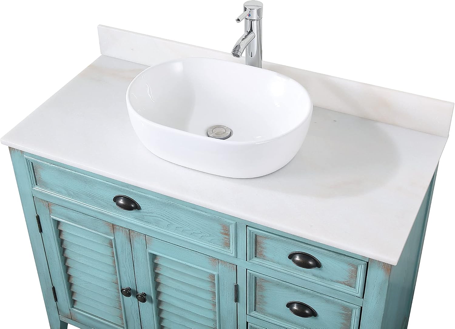 42' Abbeville Vessel Sink Vanity, Distressed Blue - Benton Collection Model CF-78881BU