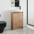 Malwee 23 Inch Freestanding Bathroom Vanity with Sink, 23'' Floor Stand Single Sink Bathroom Vanity Combo, Modern Brwon Cabinet Set with 2 Doors and Ceramics Basin Top, Ajustable Shelf.MA02923IMOX
