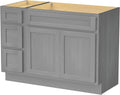 Vanity Art 42' Unassembled Bathroom Vanity with 2-Door 3-Drawer, Wood Bathroom Vanity Cabinet with Soft Closing Shaker Drawer, Sturdy Floor Mounted Cabinet Without Top VA4042-3S-G