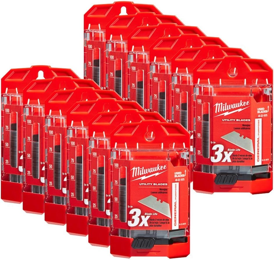 Milwaukee 48-22-1975 General Purpose Utility Blades with Dispenser (75-Piece) New 12 Pack