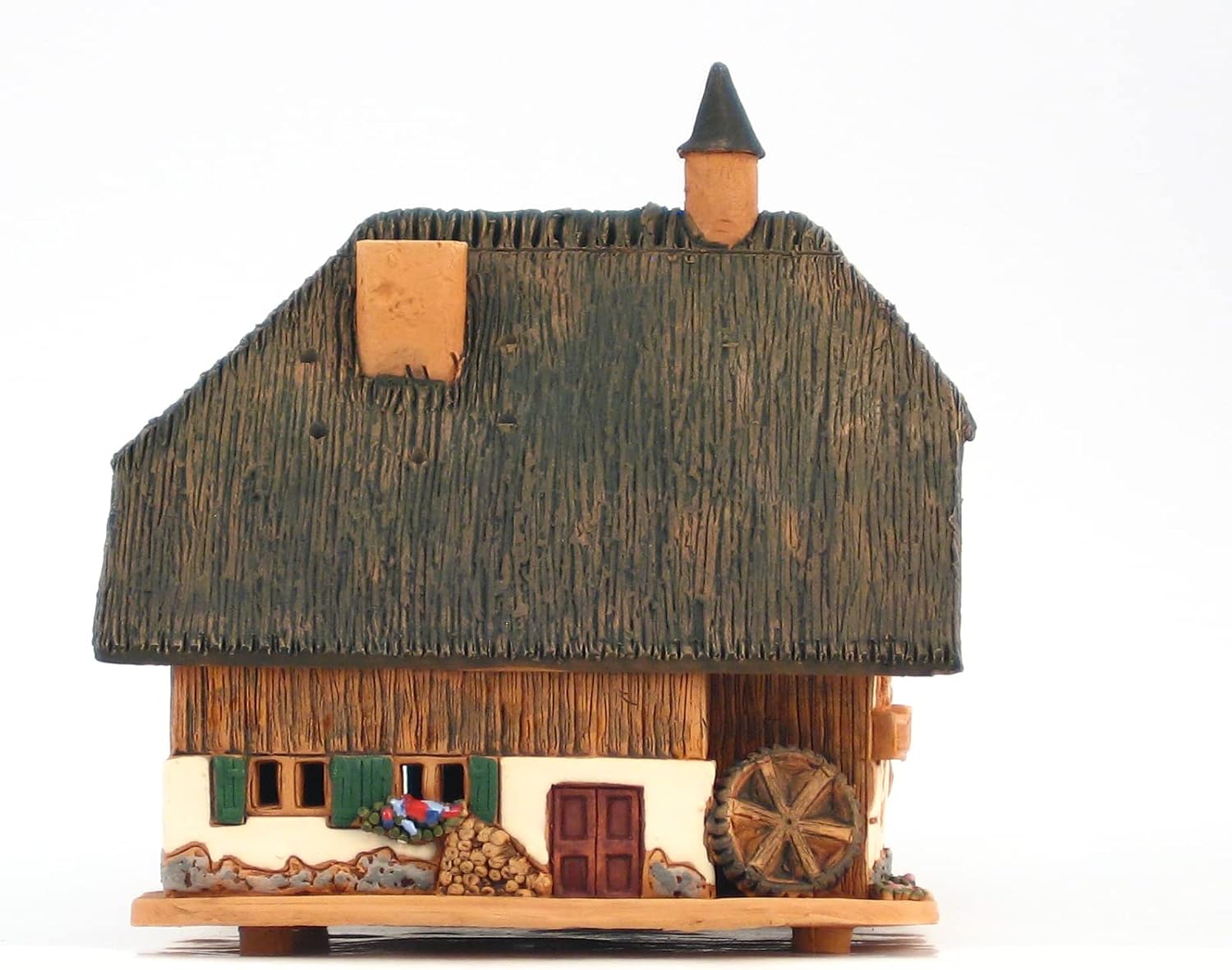 Ceramic Miniature House Cuckoo Clock House in Black Forest, Germany, Tealight Candle Holder Room Decoration Handcrafted Collectible Miniature Aroma Light House C298