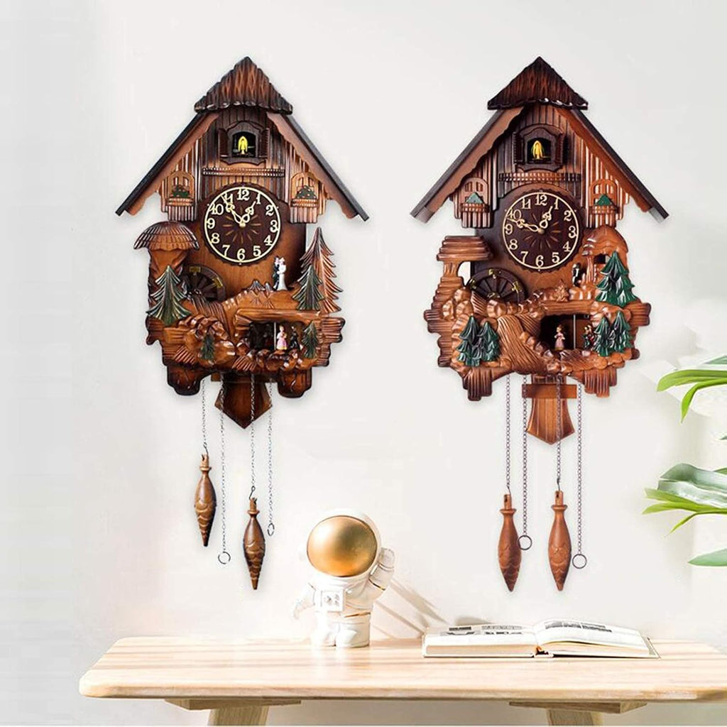 Large Wooden Black Forest Cuckoo Clock - Hand-Carved - Decorative Modern with Pendulum and 12 Music Retro 3D Home Decor Cuckoo Wall Clock B,84X38x18cm