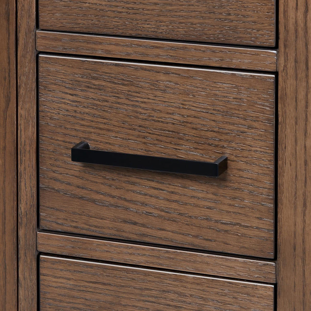 ARIEL Cambridge 66-inch Bathroom Vanity with Sink,Solid Wood, 1.5-inch Pure White Quartz Countertop, Single Rectangular Porcelain Sink, 2 Soft Closing Doors, 9 Dovetail Drawers, Brown Oak