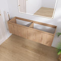 60' Floating Bathroom Vanity,60 Inch Bathroom Vanity Without Top Sink,Modern Floating Vanity Cabinet,Brown Wall Mounted Cabinet with Soft Closing Doors,Plywood(Sink Basin Not Included)