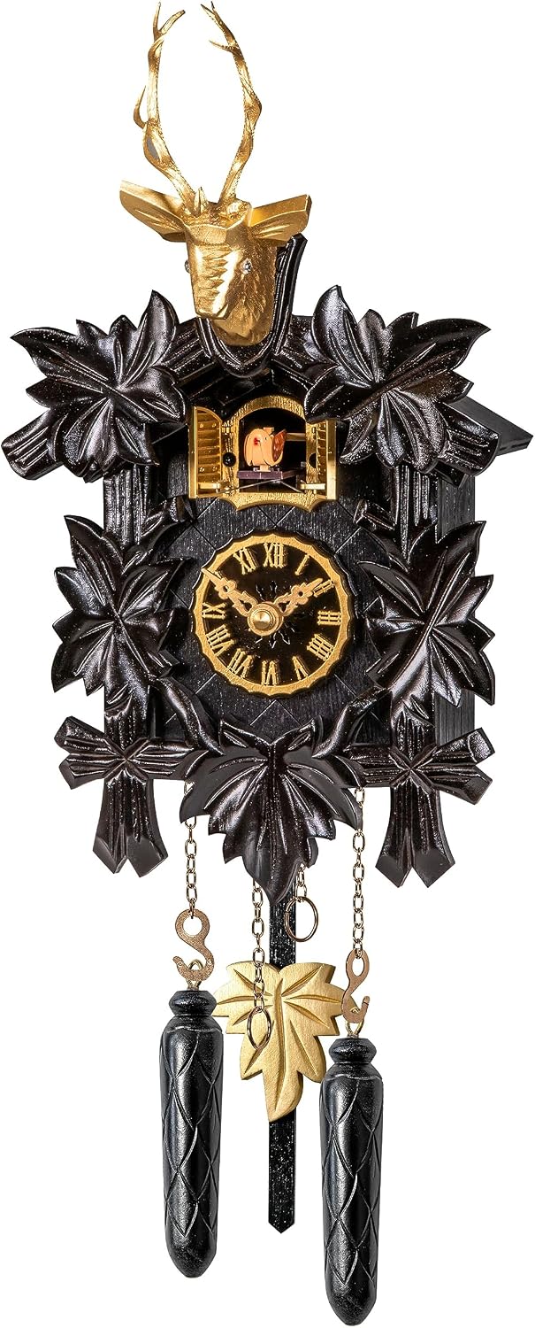 Engstler Quartz Cuckoo Clock 5 Leaves, Bird, with Music