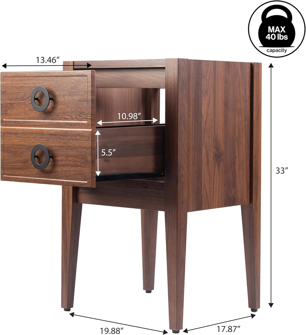 JONATHAN Y Corbin 20 in. W x 18 in. D x 33 in. H Modern 1-Drawer Freestanding Bathroom Vanity Base Only with Black Handles, Walnut (Sink Basin Not Included) VAN2000B