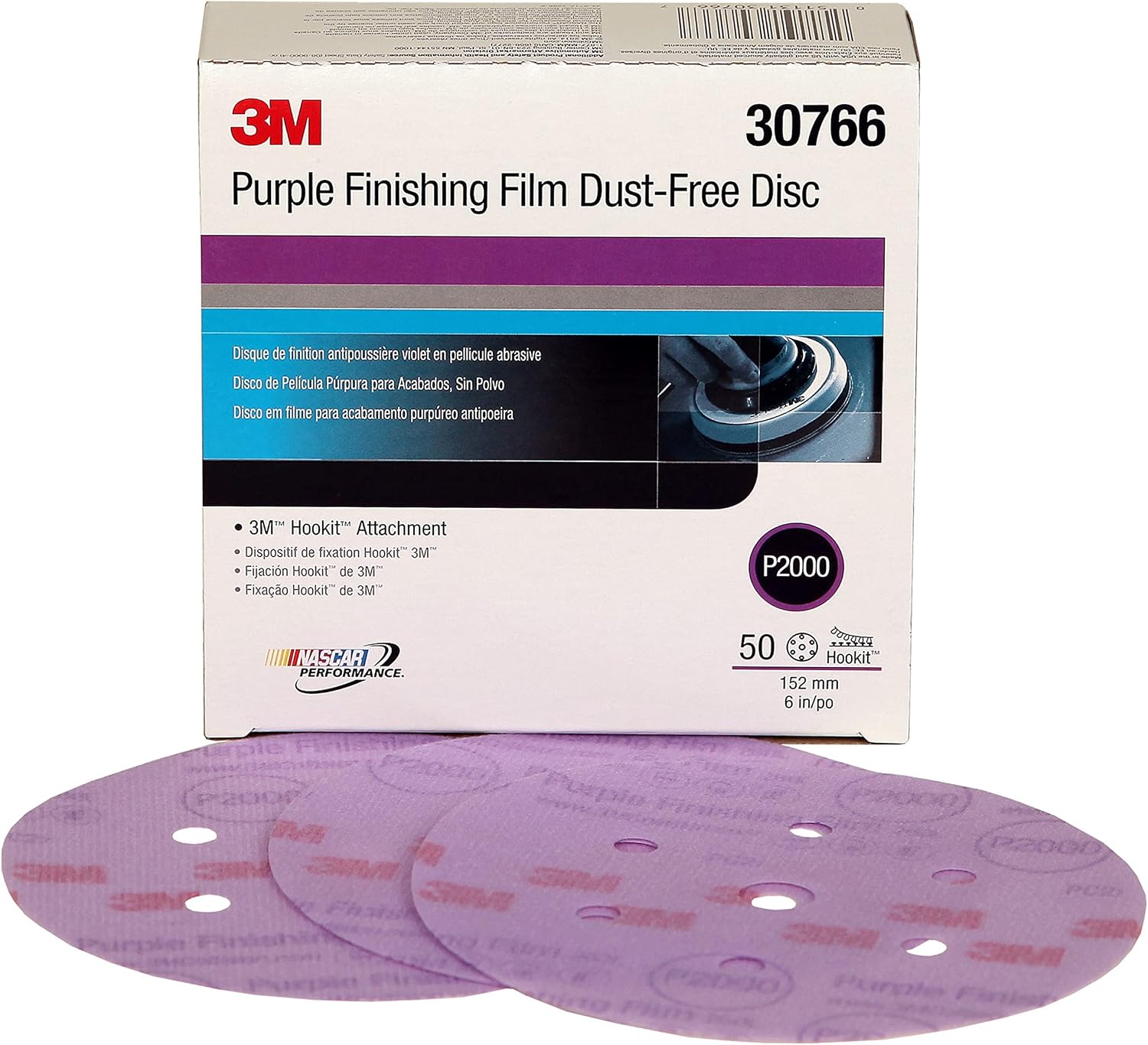 3M 6' P2000 Grade Purple Finishing Film Hookit Disc 50 Pack