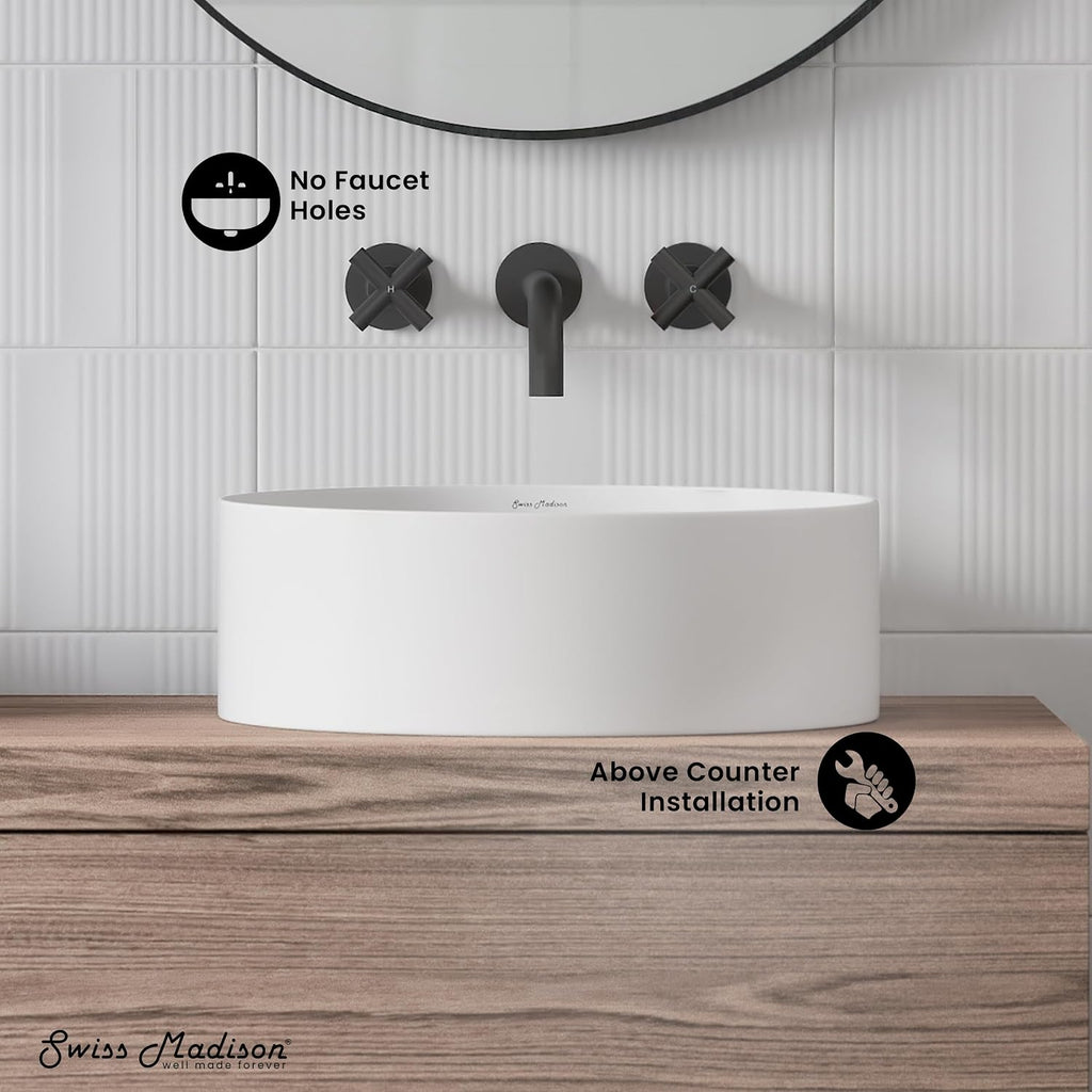 Beau 16.5' Round Vessel Bathroom Sink in Matte White
