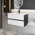 eclife 36' Bathroom Vanity Cabinet with Undermount White Sink Combo, Wall Mounted Floating Bathroom Cabinet with Colors Mixed Style, 2 Big Drawers & Matte Black Faucet