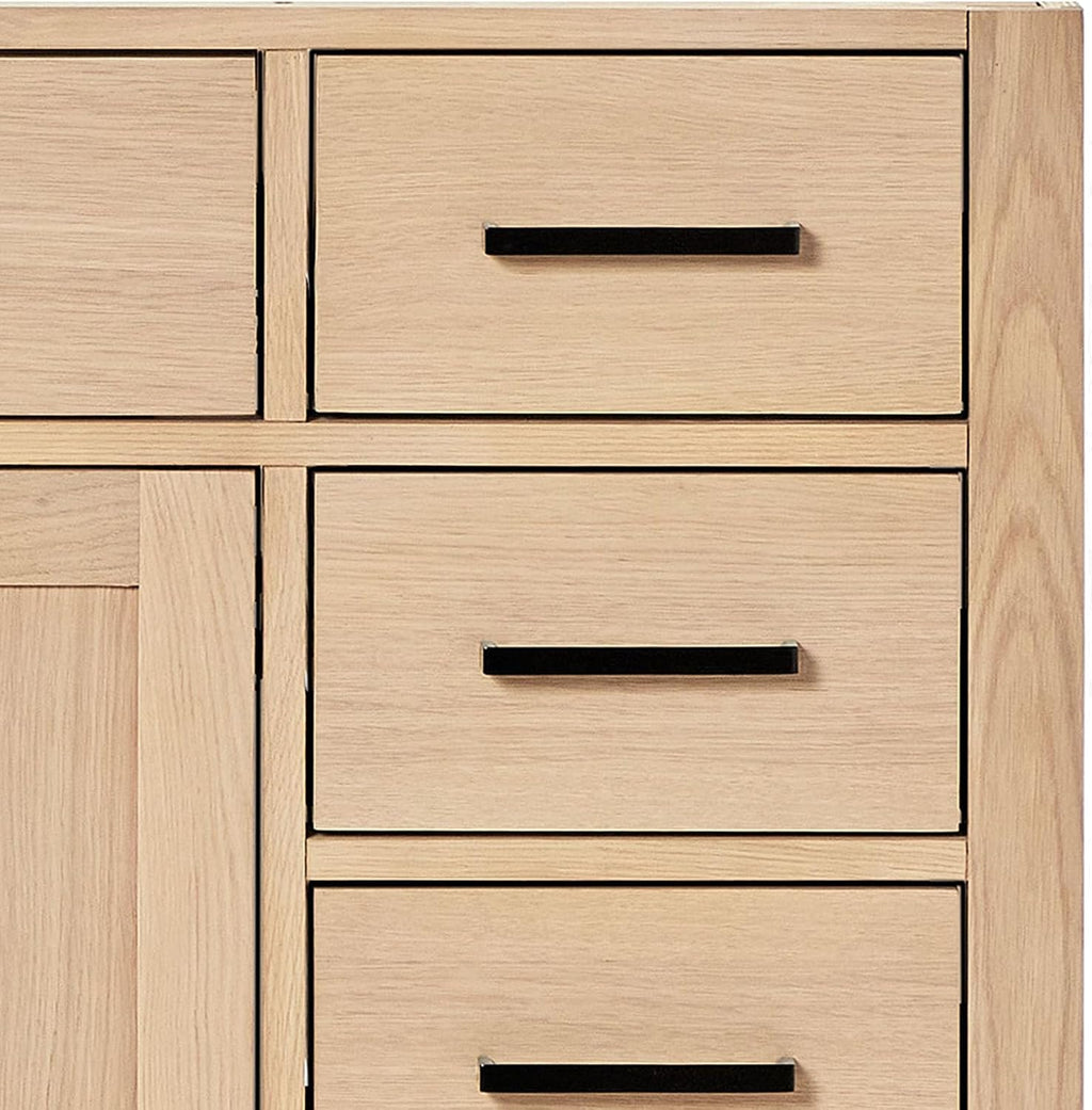ARIEL Hepburn 48-inch Bathroom Vanity with Sink,Solid Wood, 1.5-inch Carbon Black Quartz Countertop, Single Rectangular Porcelain Sink, Soft Closing Doors, Dovetail Drawers, Oak