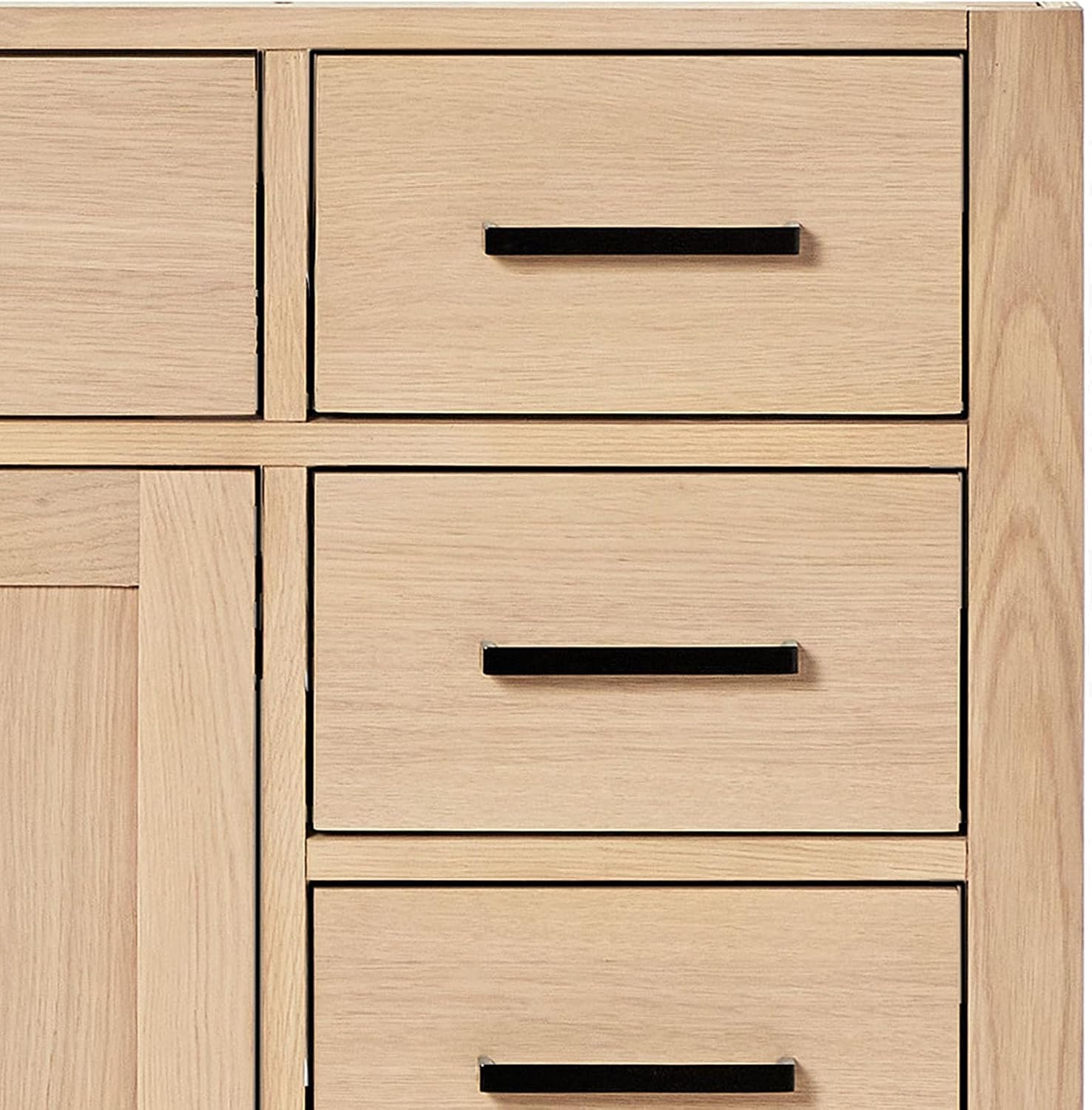 ARIEL Hepburn 48-inch Bathroom Vanity with Sink,Solid Wood, 1.5-inch Carbon Black Quartz Countertop, Single Rectangular Porcelain Sink, Soft Closing Doors, Dovetail Drawers, Oak