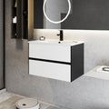 eclife 30' Bathroom Vanity Cabinet with Undermount White Sink Combo, Wall Mounted Floating Bathroom Cabinet with Colors Mixed Style, 2 Big Drawers & Matte Black Faucet