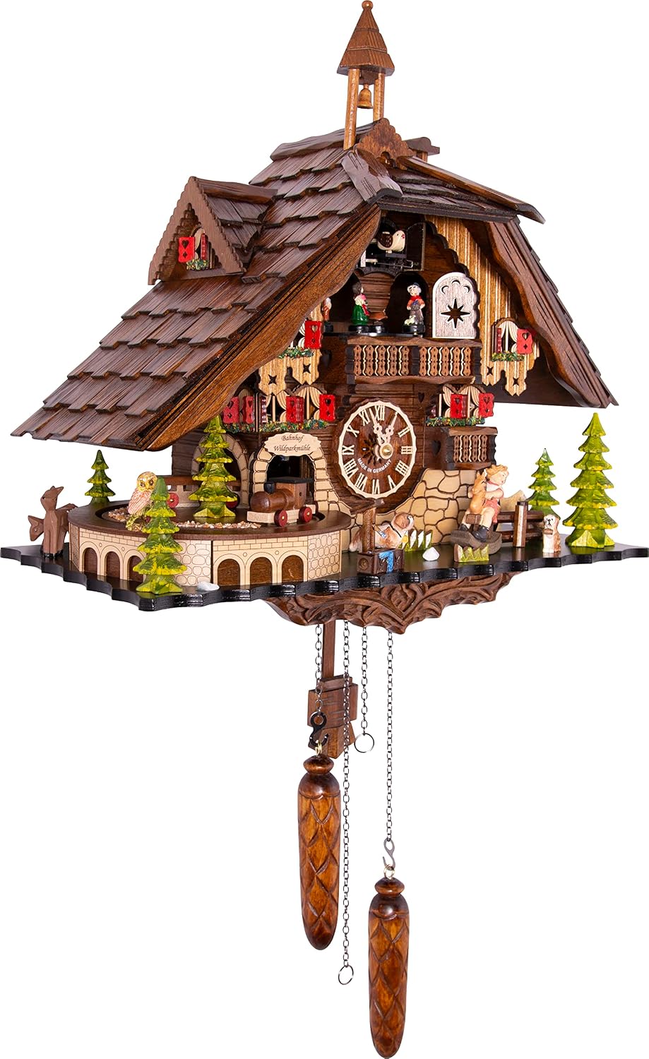 Cuckoo Palace Cuckoo Clock Deer Park Mill Station Chalet-Style 33cm Quartz-Movement
