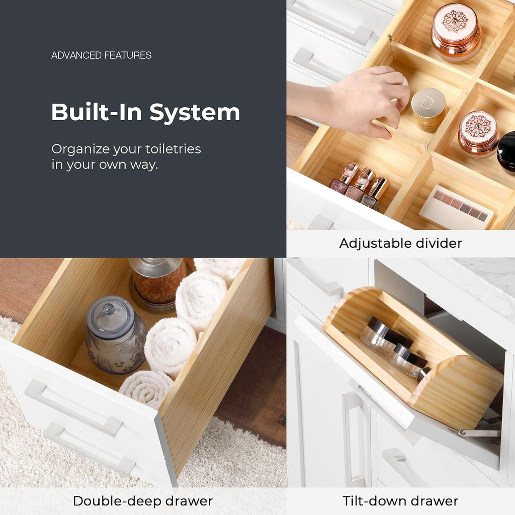 OVE Decors Athea 42' Single Undermount Sink Bathroom Vanity with Cultured Marble Countertop, Backsplash, Power Bar, in White Finish