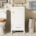 VilroCaz Modern 18'' Bathroom Vanity with Top Sink, Freestanding Bathroom Storage Cabinet with Door and Divider Drawer, Single Sink Cabinet with Adjustable Plastic Foot Pads (White+1 Drawer)
